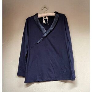 VTG Temperley London Womens Long Sleeve Loungewear Jersey Top Medium Cotton Navy